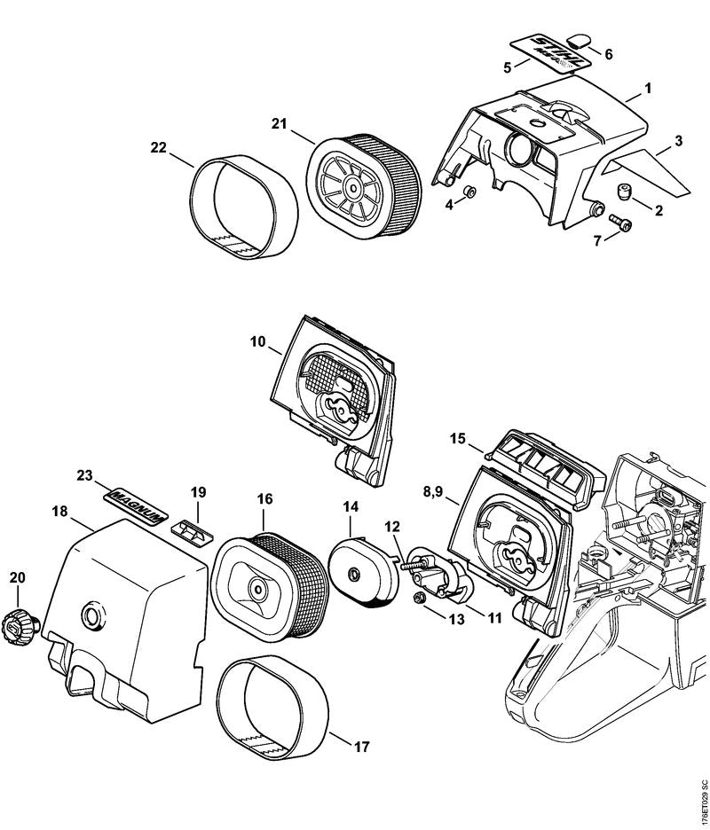 STIHL Model plate MS 460 OEM 11289671513 technical drawing position 5