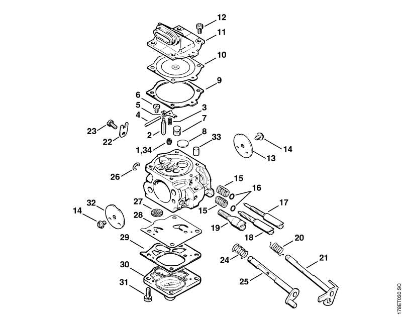 STIHL Round head screw OEM 11151227400 technical drawing position 14
