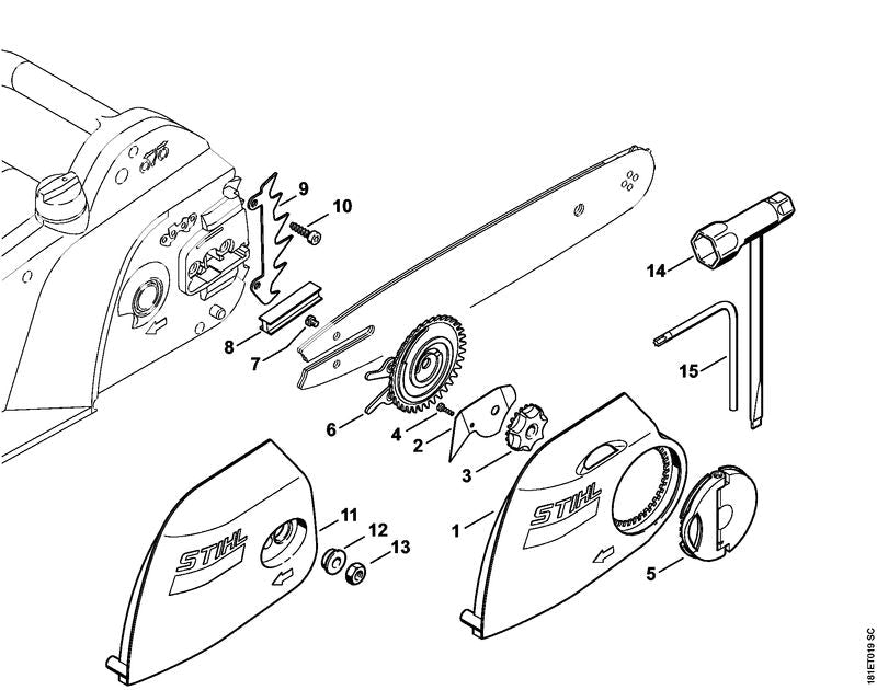 STIHL Quick tensioner parts OEM 12080071000 technical drawing position -1