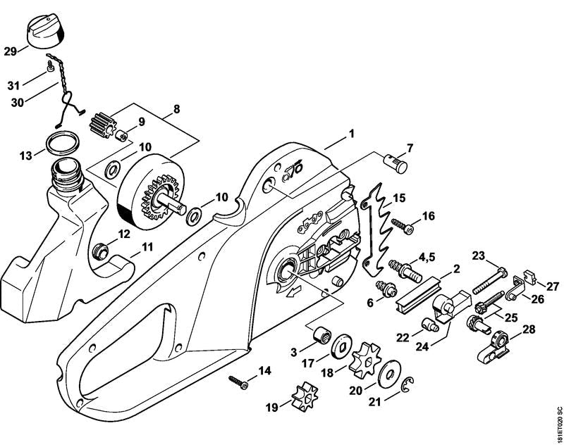 STIHL Spur gear OEM 12086407550 technical drawing position 8
