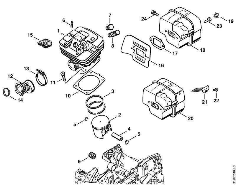 STIHL Plug OEM 11351459001 technical drawing position 19