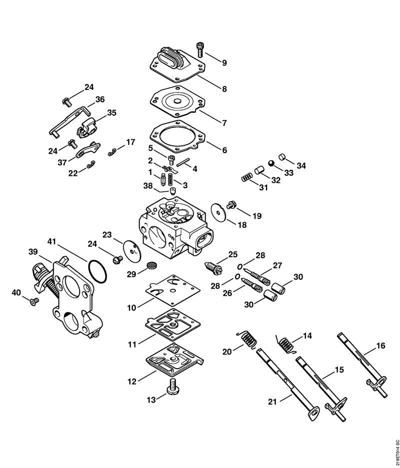 STIHL Throttle shaft with lever OEM 11381207101 technical drawing position 15