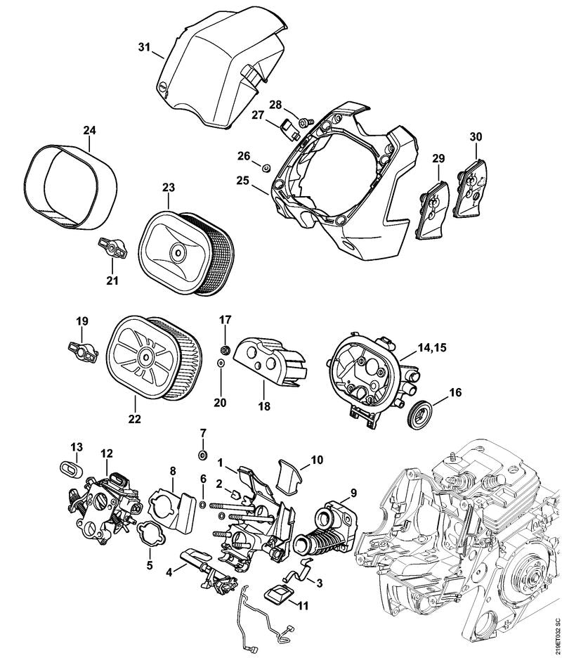 STIHL Slotted nut OEM 11381409500 technical drawing position 21