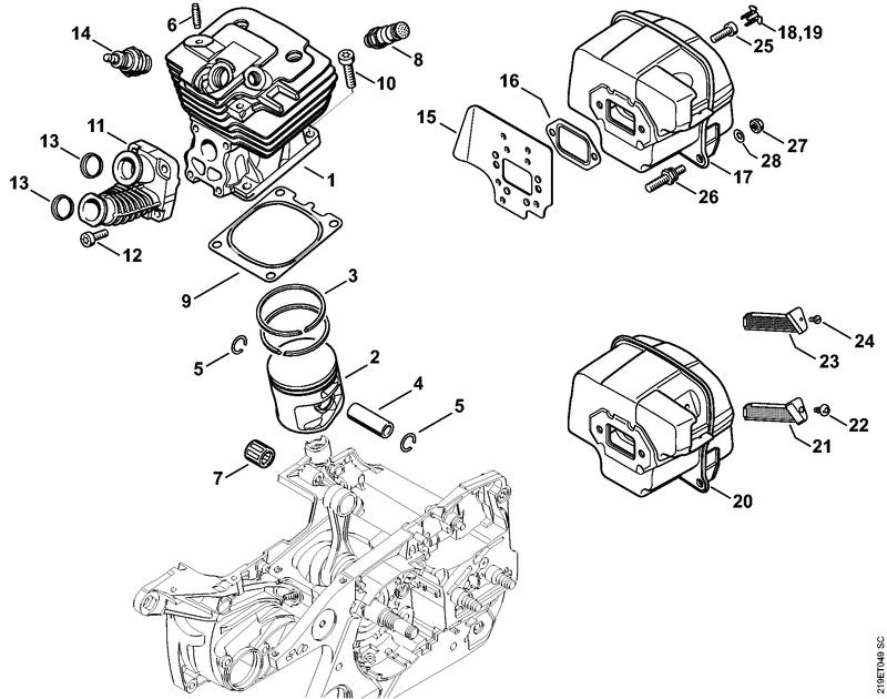 STIHL Manifold kit OEM 11380071006 technical drawing position -1