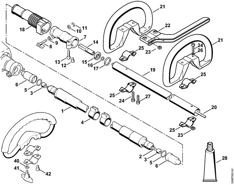STIHL Flexible shaft OEM 41287113300 technical drawing position 2