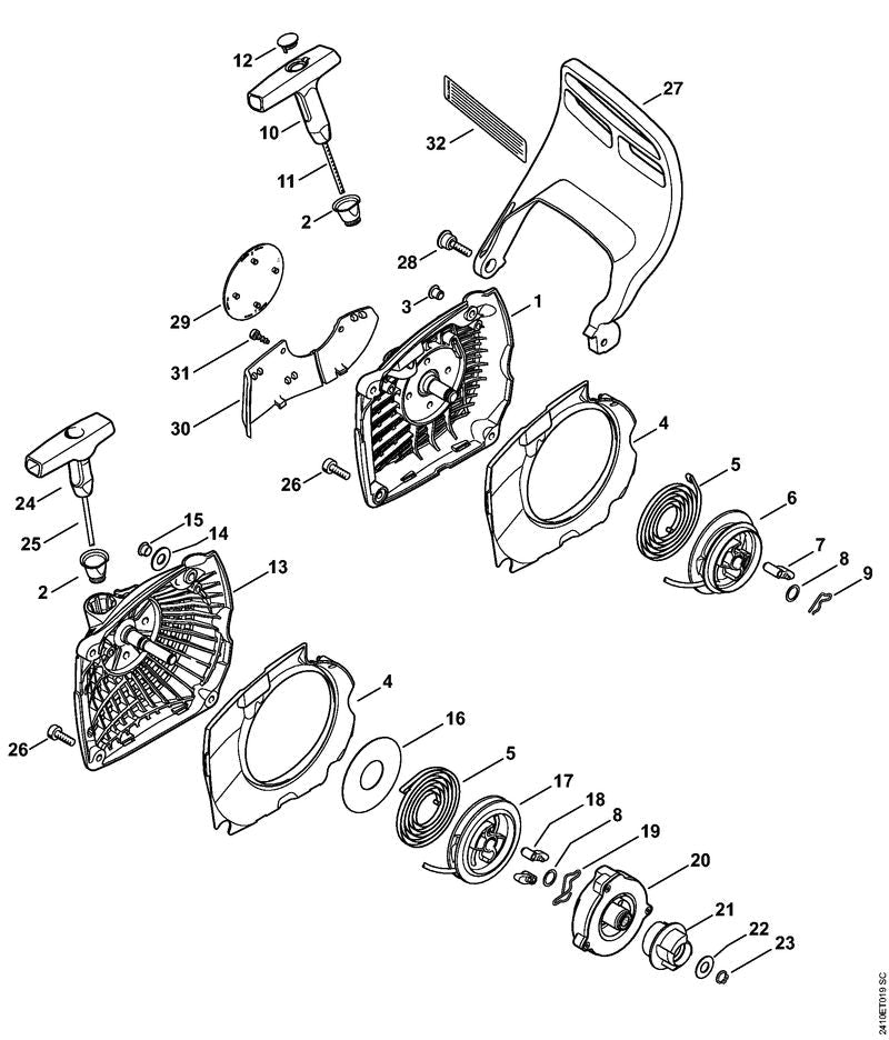 STIHL Fan housing with rewind starter OEM 11430802104 technical drawing position -1