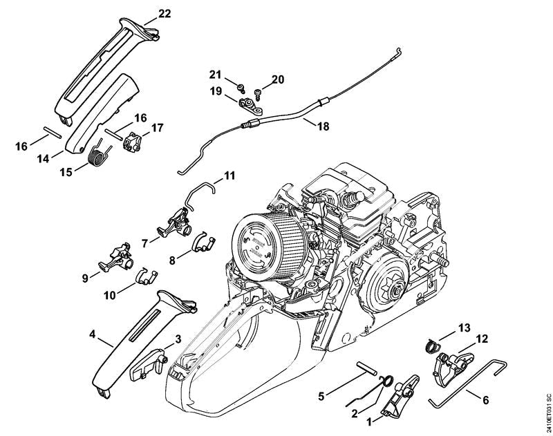 STIHL Handle molding OEM 11437910610 technical drawing position 22