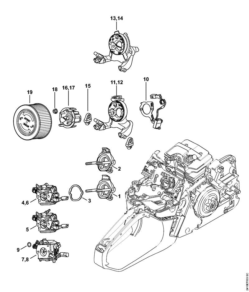 STIHL Carburetor bracket OEM 11431200900 technical drawing position 2