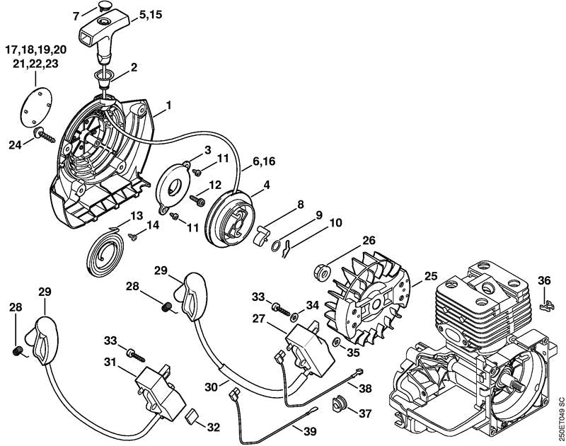 STIHL Short circuit wire OEM 41344401101 technical drawing position 38
