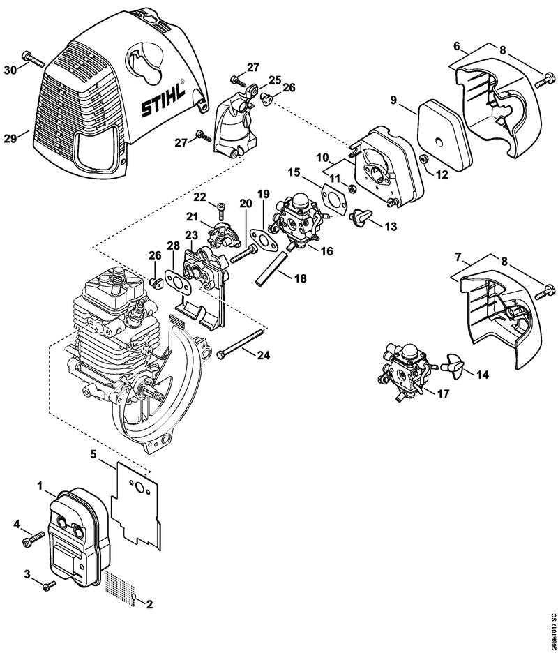 STIHL Muffler OEM 41801400605 technical drawing position 1