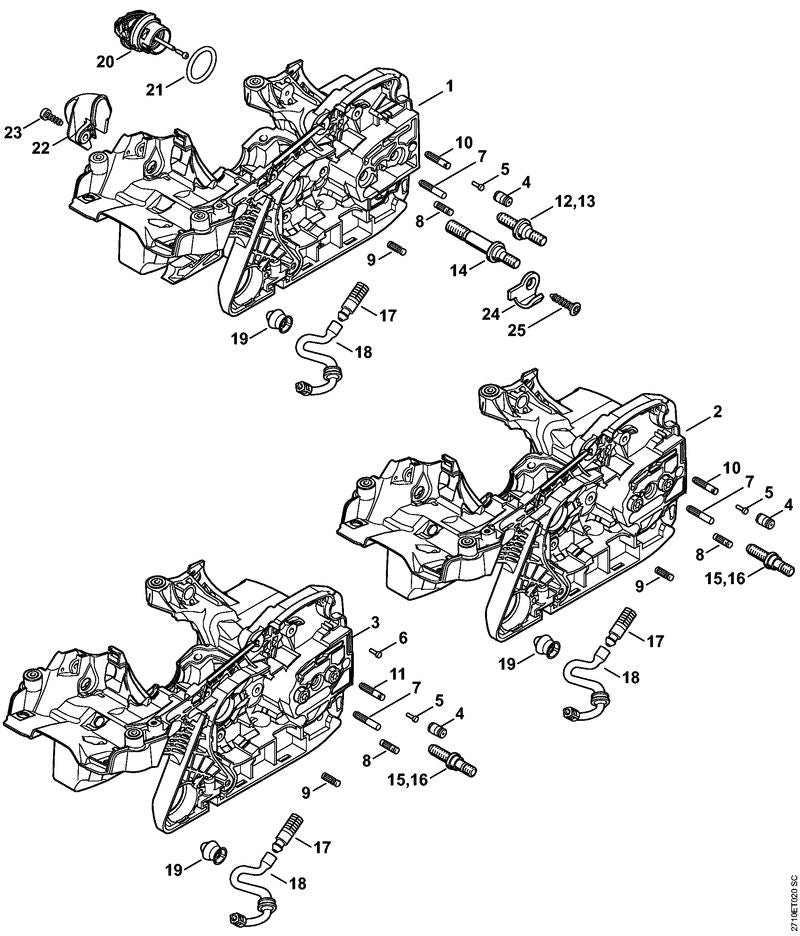 STIHL Engine housing OEM 11410203023 technical drawing position 3