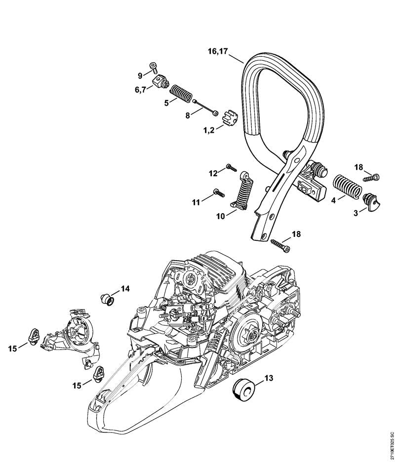 STIHL Stop buffer OEM 11417912802 technical drawing position 1