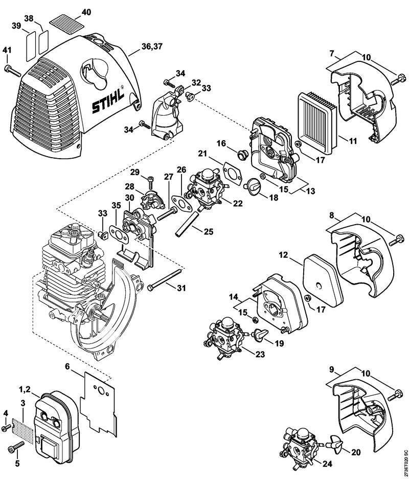 STIHL Choke knob OEM 41801829503 technical drawing position 18