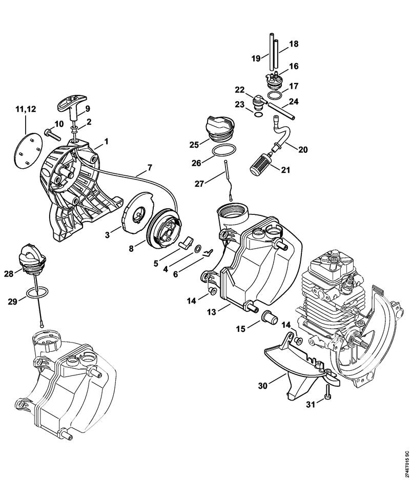 STIHL Model plate FS 87 R OEM 41809671543 technical drawing position 12