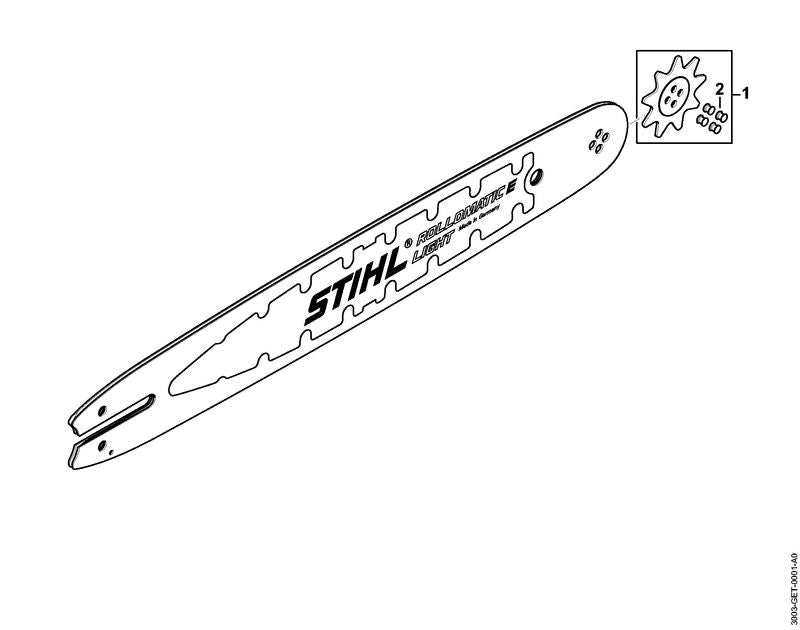 STIHL Nose sprocket 9T 1,3 OEM 30056509903 technical drawing position 1