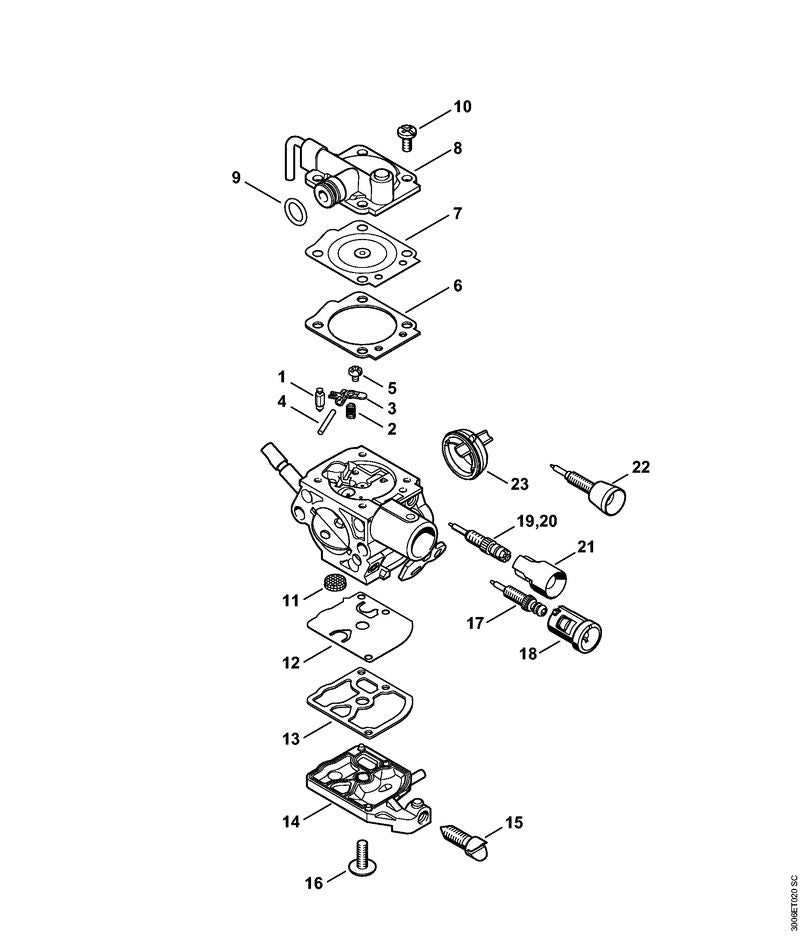 STIHL Low speed screw OEM 11461206800 technical drawing position 20