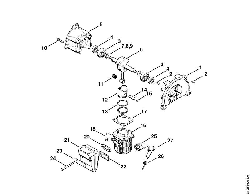 STIHL Spark plug NGK BMR 6A OEM 41124007001 technical drawing position 25