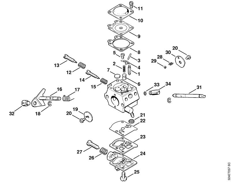 STIHL Throttle shutter OEM 11211213301 technical drawing position 19