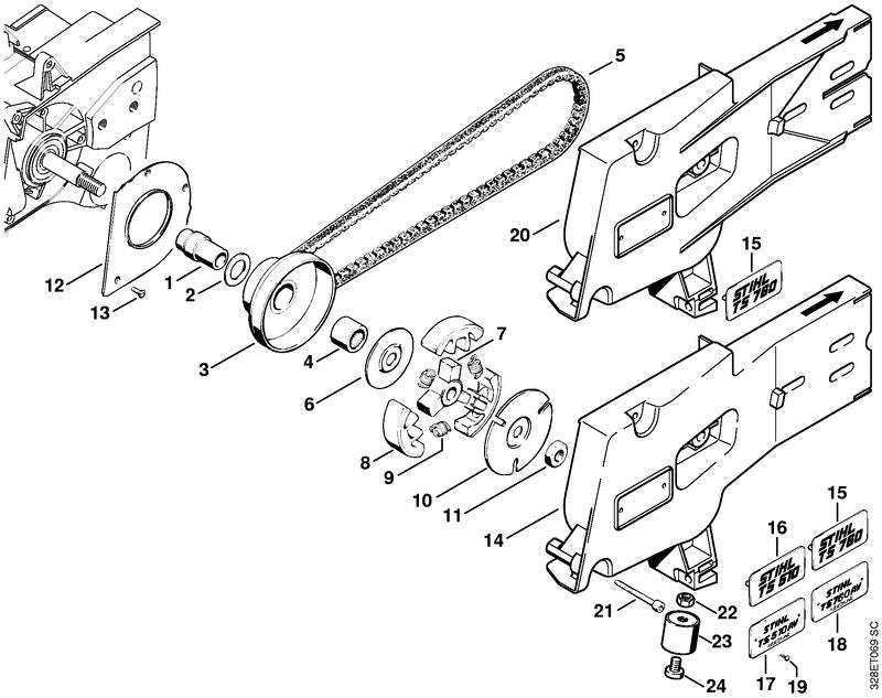 STIHL V-belt pulley OEM 42057002505 technical drawing position 3