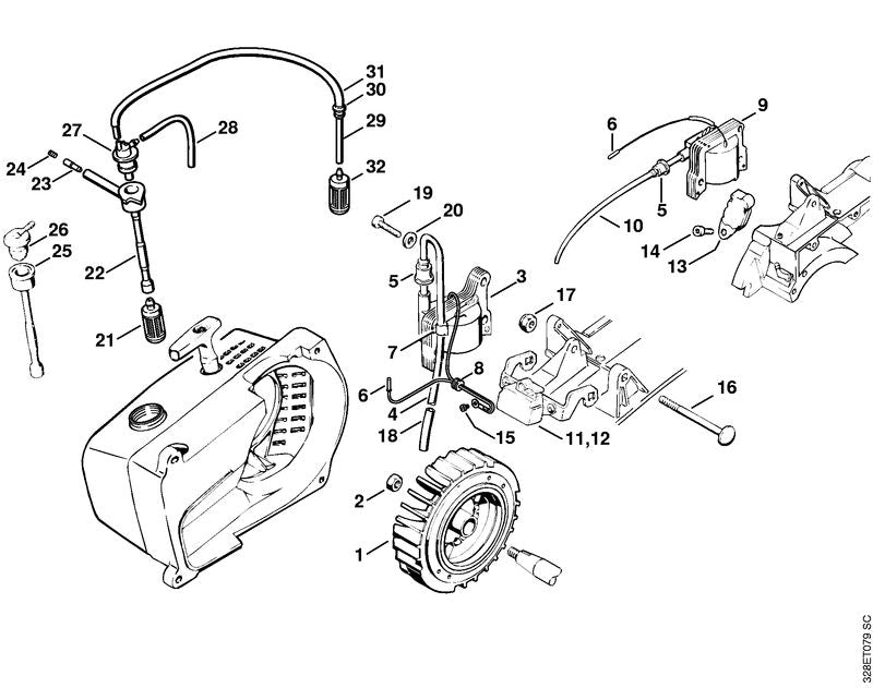 STIHL Tank vent OEM 42053535900 technical drawing position 27