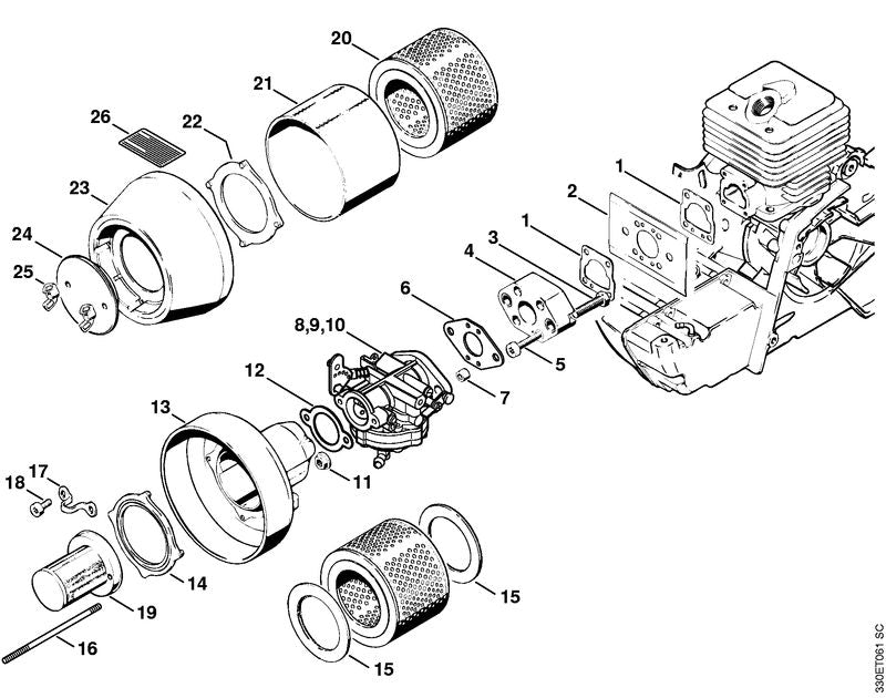 STIHL Gasket OEM 42011490501 technical drawing position 14