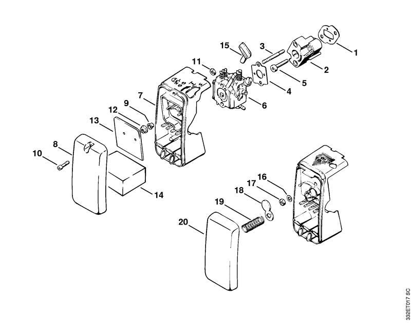 STIHL Air filter OEM 42101410302 technical drawing position 14