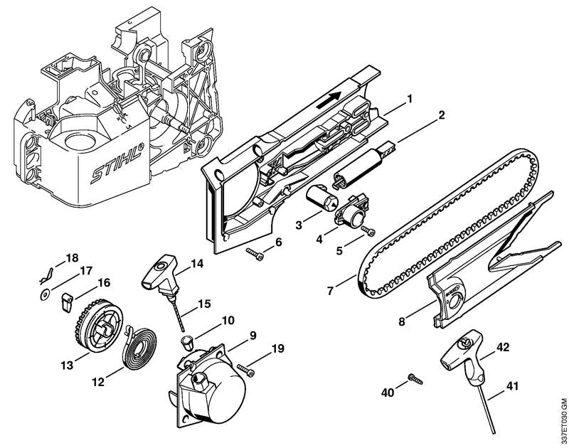 STIHL Rewind starter OEM 42211904000 technical drawing position -1