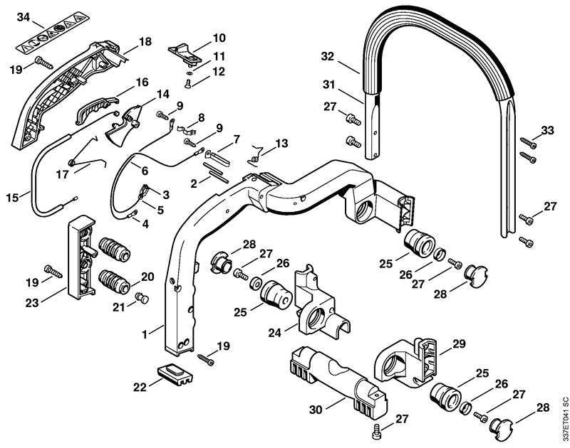 STIHL Throttle trigger OEM 42211821000 technical drawing position 14