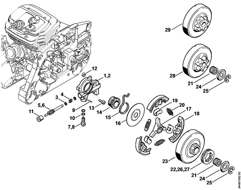 STIHL Compression spring OEM 00009970615 technical drawing position 4