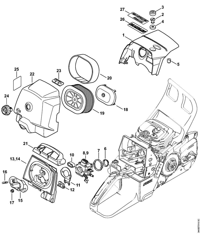 STIHL Shroud OEM 11280801635 technical drawing position 1