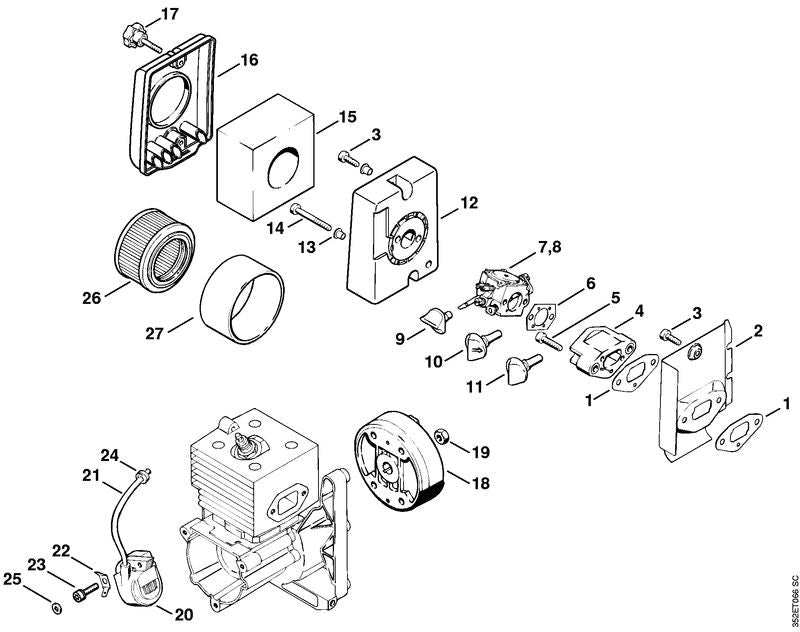 STIHL Air filter OEM 42031410305 technical drawing position 15
