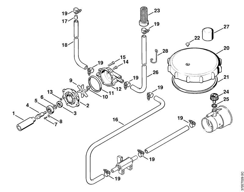 STIHL Pressure pump OEM 42037000600 technical drawing position -1