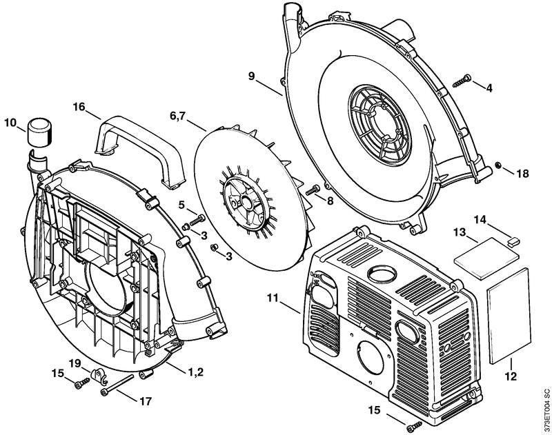 STIHL Shroud OEM 42037062102 technical drawing position 11