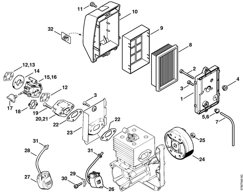 STIHL Ignition module OEM 42034001302 technical drawing position 26