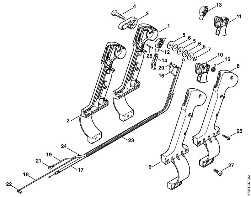 STIHL Control handle Ø 80 mm OEM 42037901306 technical drawing position -1