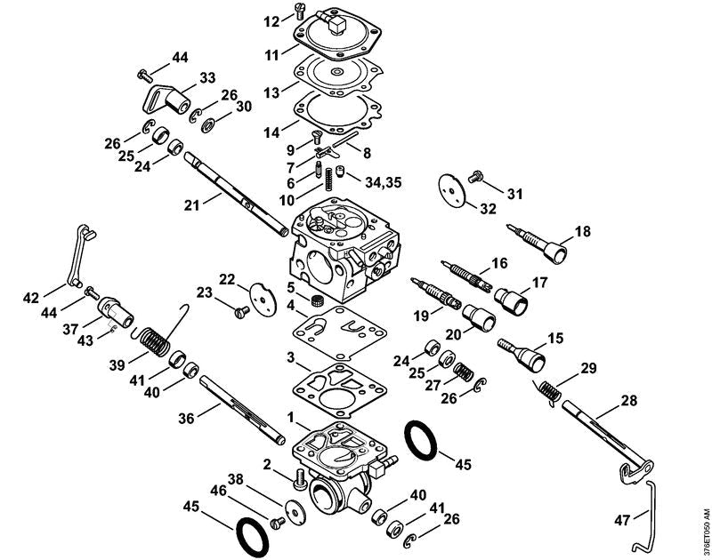 STIHL Low speed screw OEM 42241206801 technical drawing position 16