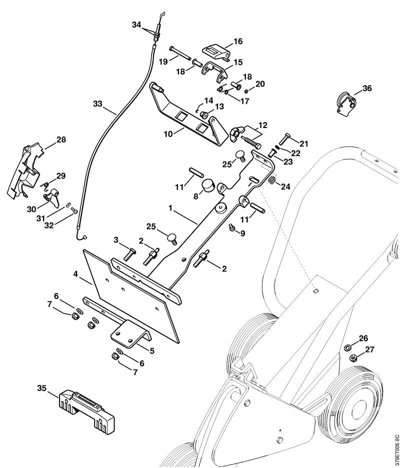 STIHL Throttle control OEM 42231801801 technical drawing position -1