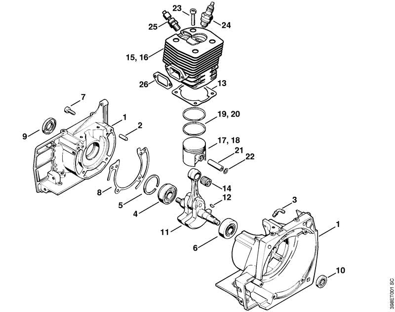 STIHL Piston Ø 46 mm OEM 41160302005 technical drawing position 18