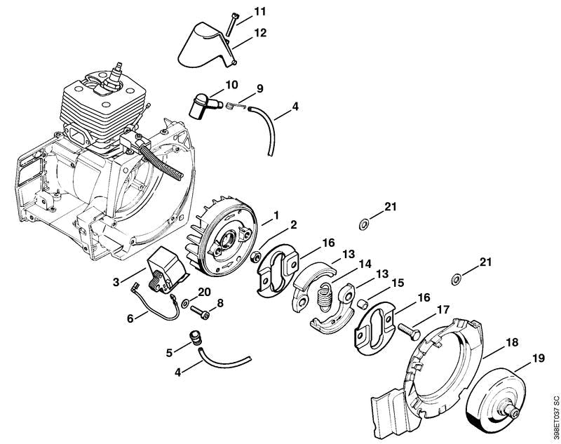 STIHL Spark plug boot OEM 41164007150 technical drawing position -1