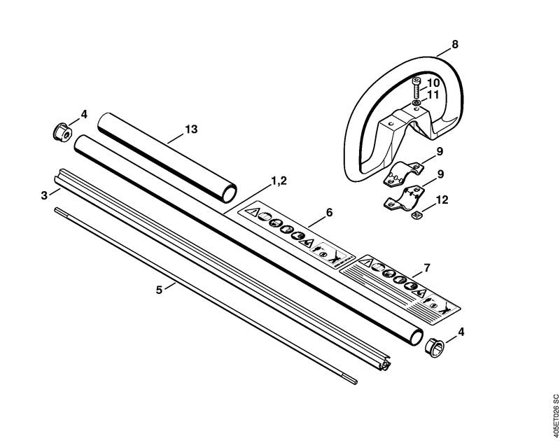STIHL Drive tube assembly Ø 25.4 mm / 1" OEM 42327107102 technical drawing position 1