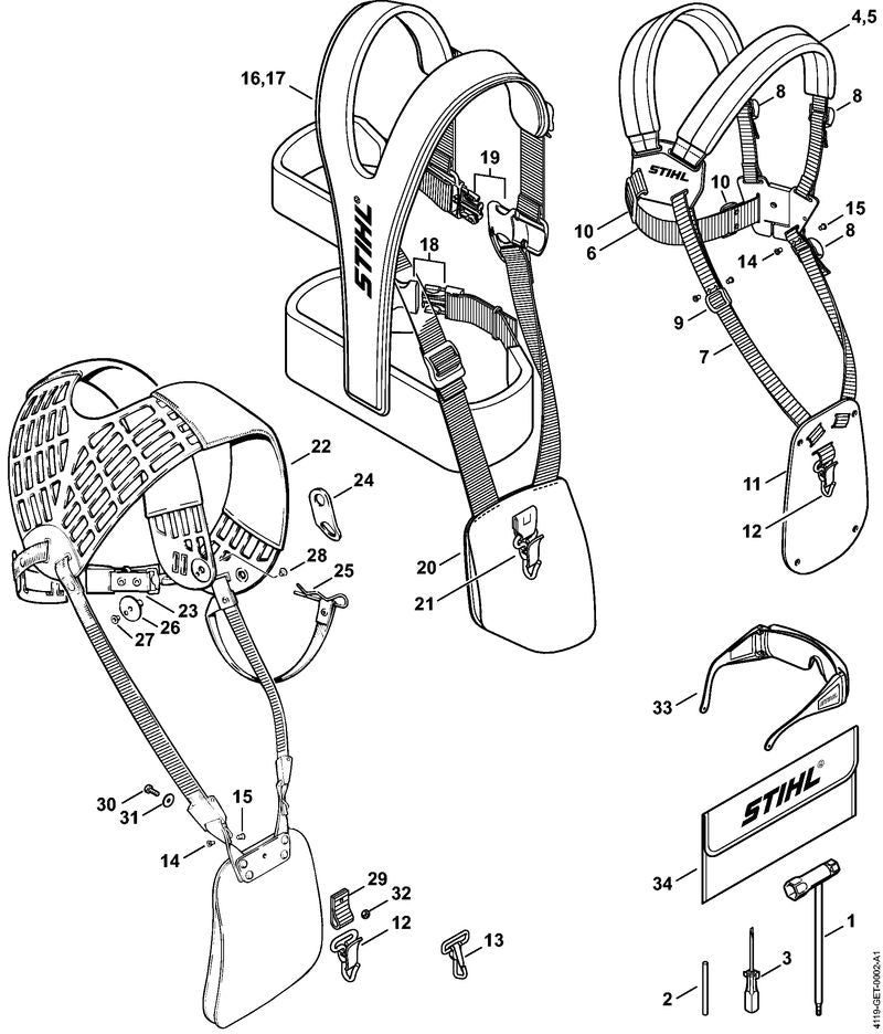 STIHL Locking pin OEM 41308937800 technical drawing position 2