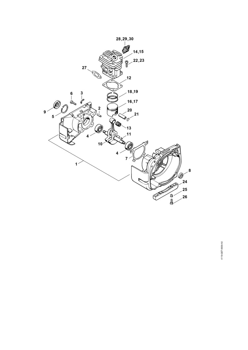 STIHL Gasket OEM 41190290500 technical drawing position 7