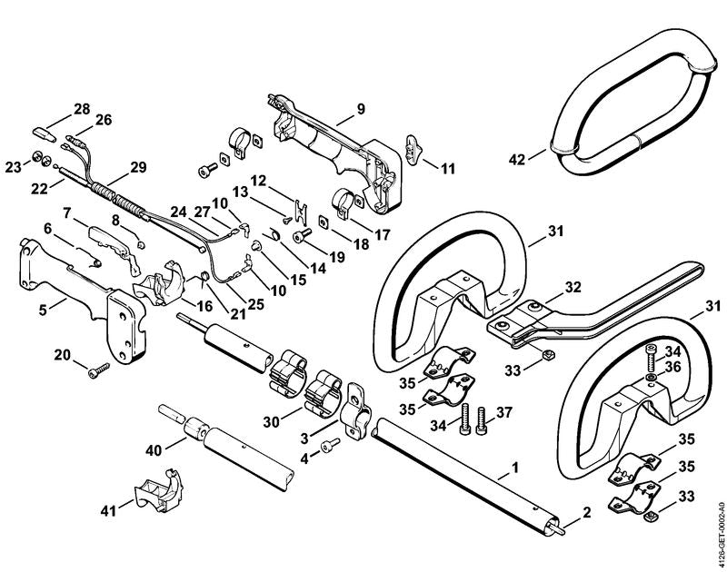 STIHL Drive tube assembly OEM 41177107104 technical drawing position 1