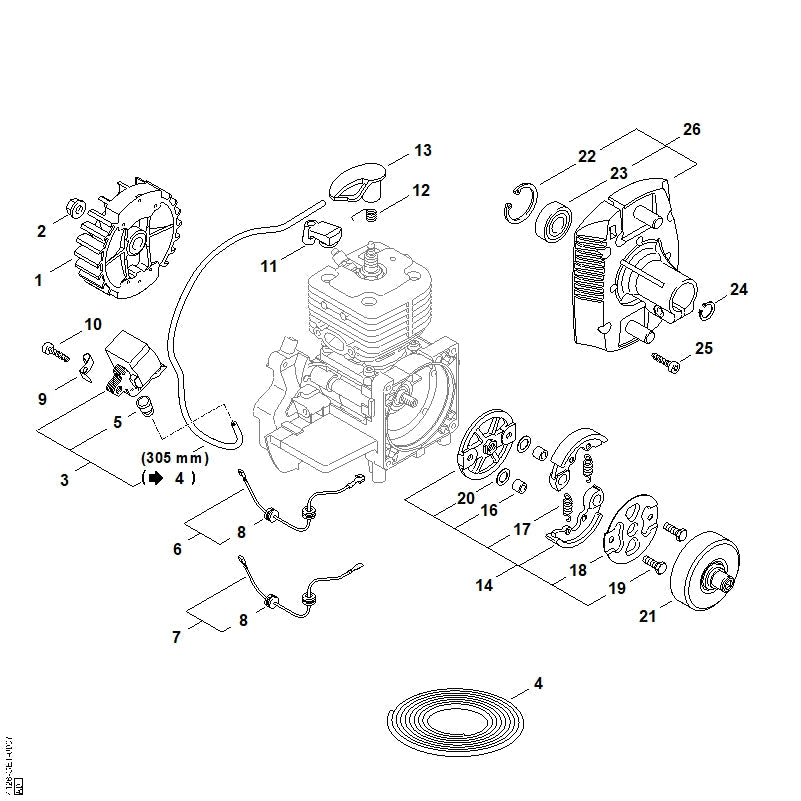 STIHL Flywheel OEM 41284001200 technical drawing position 1