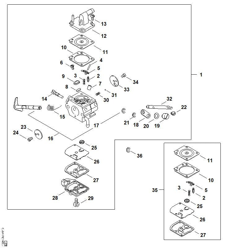 STIHL Idle speed screw OEM 41281226300 technical drawing position 14