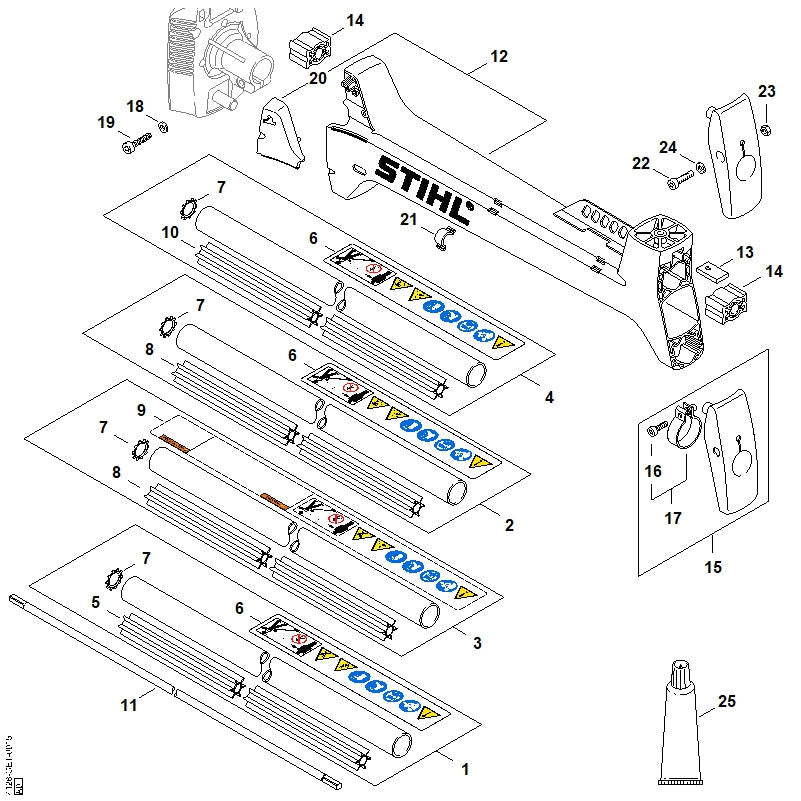 STIHL Drive shaft OEM 41287113200 technical drawing position 11