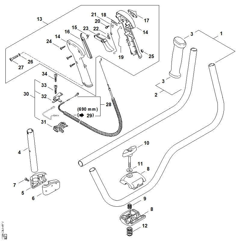 STIHL Handlebar OEM 41287901715 technical drawing position 2