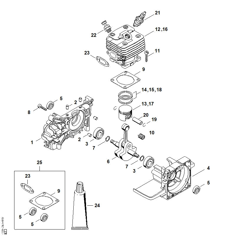 STIHL Piston Ø 40 mm OEM 41340302019 technical drawing position 13