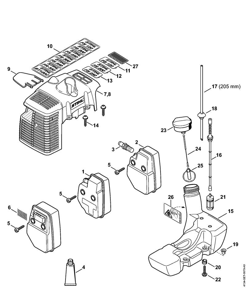 STIHL Shroud OEM 41340840911 technical drawing position 7