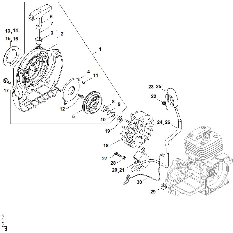 STIHL Model plate FS 120 OEM 41349671511 technical drawing position 13